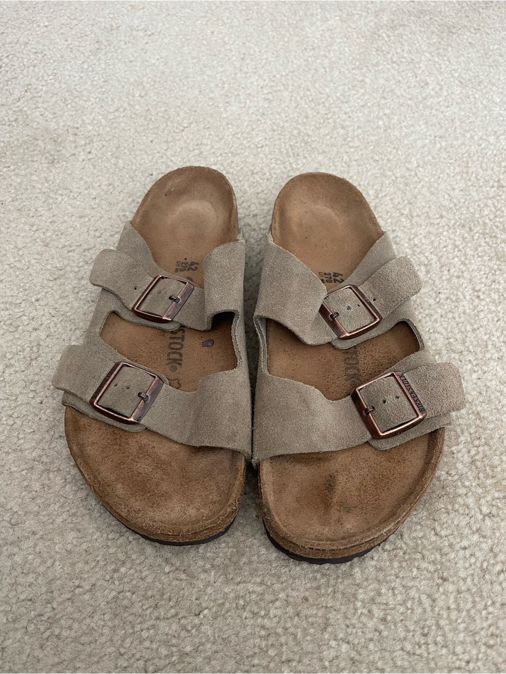 Birkenstock Suede Taupe Leather Sandals EU 42 US Men’s 9/Women’s 11